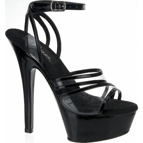 Transparent 15cm, bare ankle strap, sexy waterproof banquet sandals, dancing shoe