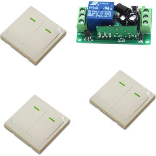 12/24v Wireless Remote Control Switch System 10A 1 Ch Receiver Relay Module + 3pcs Wall Transmitter For Lighting Lamp 315/433Mhz
