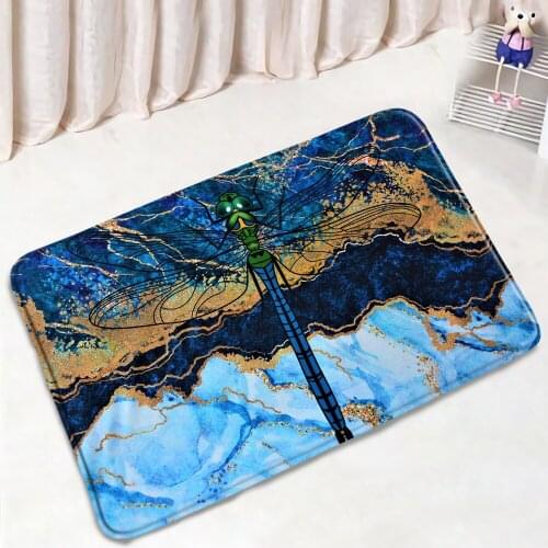 Luxury Marble Bath Mat Modern Geometric Ink Pattern Non-Slip Rugs Flannel Home Decor Bathroom Kitchen Doorway Carpet Washable
