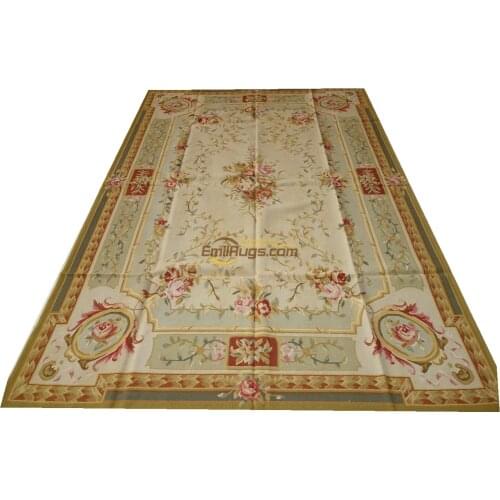Handmade Table Decor Folk Art Wool Rug Carpet Aubusson Carpet Aubusson Needle Oriental Carpet Hand-knotted Wool