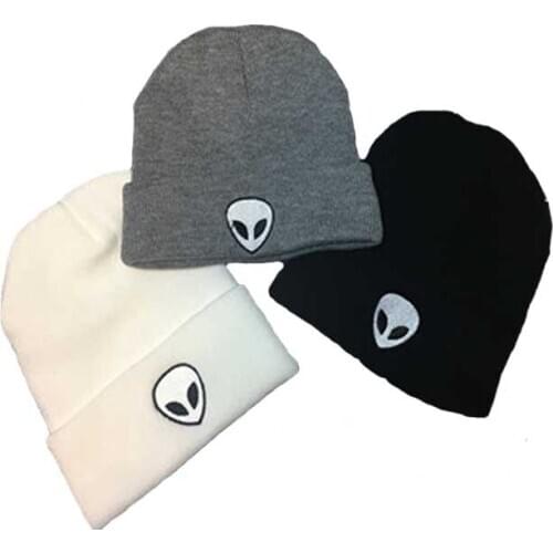 HanXi Embroidery Alien Hat Women Winter Beanies Men Dad Hats Snowboard Caps Skullies Warm Knitted Hip Hop Cap Ski Cap