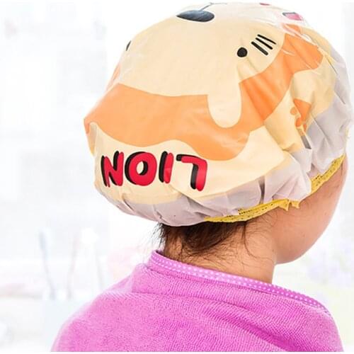 Cartoon Animal Baby Shower Cap Kids Hair Cap PVC Reusable Hair Bonnet Waterproof Shower Cap For Baby Girl Children Bath Product