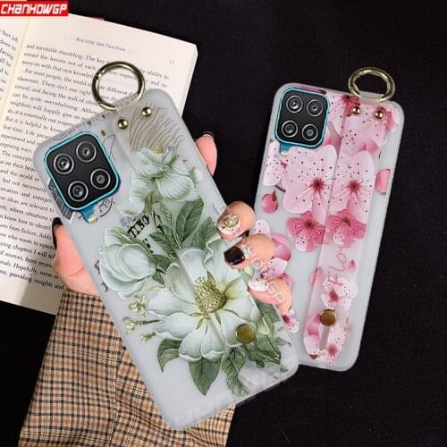 Wristband Soft TPU Cases For Samsung Galaxy S20 FE S21 Plus Ultra A12 A32 A02S A42 A52 A72 A21S A51 A71 A01 A11 A31 Flower Cover