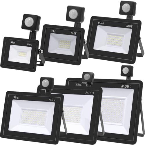 Super Bright Led Flood Light Outdoor With Motion Sensor 10W 20W 30W 50W PIR Led Spotlight Outdoor IP66 Garden Projector Light
