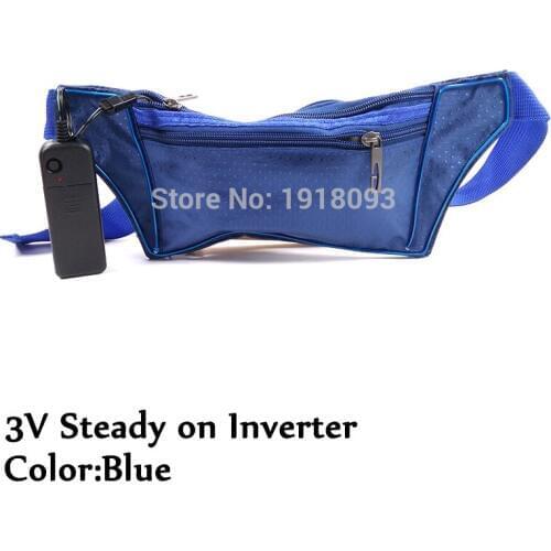 EL Wire Glowing Waist Bag Safety Runner in night Fashion Blinking LED Strip Light Pocket with 3V Steady on Inverter