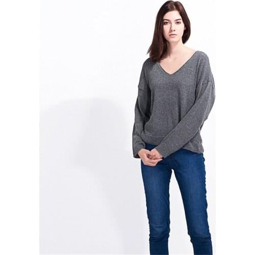 Women Sweaters Autumn V-neck Loose Pullover Fashion Solid Color Knitted Sweater Female Long Sleeve Casual Jumper
