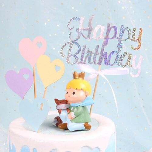 5pcs Colorful Cake Topper Heart Happy Birthday Party Cake Decor Supplies Baby Shower Decoration Wedding Party