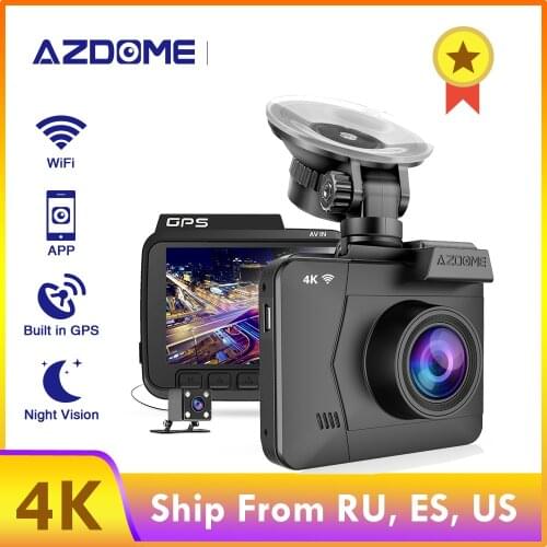 AZDOME GS63D Dash Cam Dual Lens Ultra HD Real 4K Car DVR Camera WIFI GPS Rear View Night Vision WDR Video Recorder 24H Parking