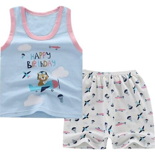 ZWF165 kids clothes Summer character boys clothing cotton sleeveless Top+pant 2pcs kids sport suit boy clothes set