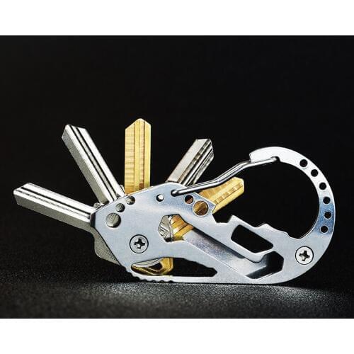 1PC Stainless Steel Key Storage Clip Holder Ring Keychain Hanging Buckle Quick Hook Opener Screwdriver Wrench EDC Multi-tool