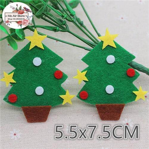 7.5CM 10pcs Non-woven patches Christmas Tree Felt Appliques for clothes Sewing Supplies diy craft ornament