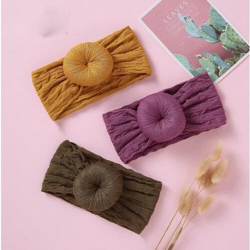 15PC/lot New Baby Girls Donuts Nylon Headbands,Round Knot Hair Bows Ribbed Nylon Turban Headband,Children Girls Hair Accessories