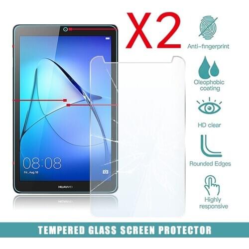 2Pcs Tablet Tempered Glass Screen Protector Cover for Huawei MediaPad T3 7.0 Anti-Screen Breakage HD Tempered Film