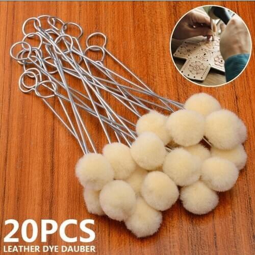 20pcs DIY Wool+Metal Handle Leathercraft Wool Leather Dye Dauber Finish Applicator Painting Assisted Leather Craft Tool Set