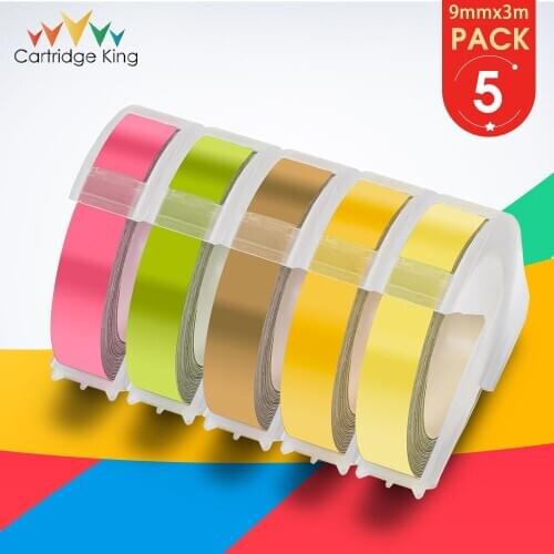 5PK 3D Embossing Tape Compatible Motex E101 202 Label Maker 9mm DIY Label Tape for 3D for Dymo Printer 1880 12967 1540 1575