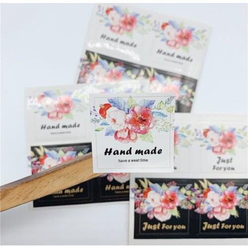 80pcs/lot Kawaii Flower Square Thank you just for you hand made sealing package label DIY Multifunction Seal Sticker Gift