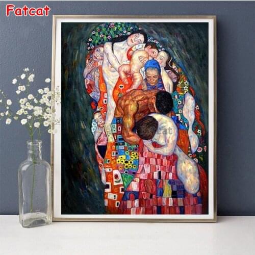 Diamond painting Gustav Klimt kiss lover Full rhinestones square round diamond embroidery World famous painting Decor PP2273
