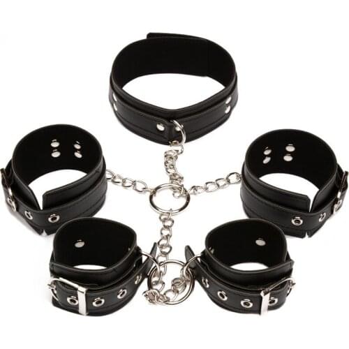 BDSM Bondage Sexy Costumes Leather Slave Handcuffs Sexy Collars Exotic Accessories Sex Toys For Woman Adult Games Sex Products