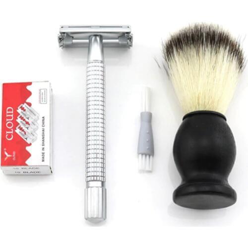 WEISHI Safety Razor Long handle Matte Chromium 9306-EL + 20PCS blades + Clean brush Top quality Simple packing 1SET/LOT NEW