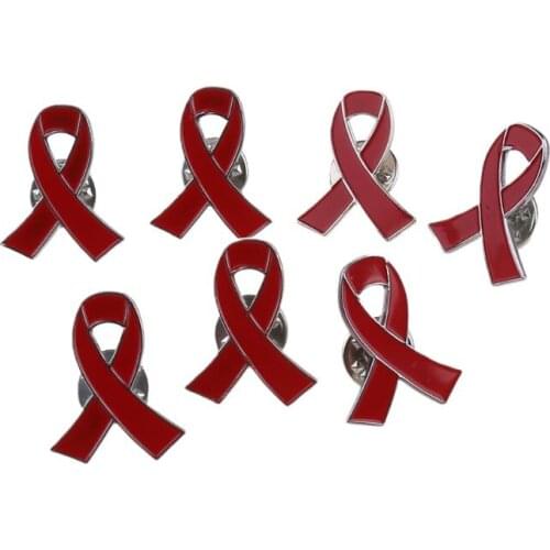 10Pcs/Set Womens Jewelry Enamel Red Ribbon Brooch Pins Surviving Breast Cancer Awareness Hope Lapel Buttons Badges C1FE