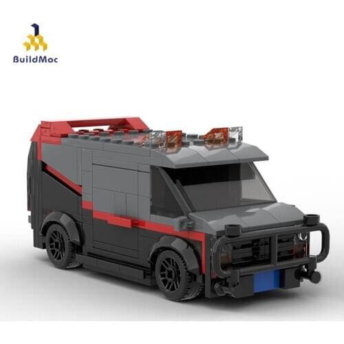 Buildmoc Technical A-Team GMC Vandura Van Attack Team Vehicle Black Super Racing Children Diy Building Block Model Toys Boy Gift