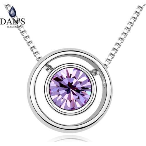 DANS ELEMENT 8 Colors Real Austrian Crystals Pendant Necklace for women Fashion Necklace New Sale Hot #99311