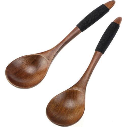 1pc Wooden Spoon Bamboo Kitchen Cooking Utensil Ice Cream Coffee Tea Soup Spoon Creative Dinner Tableware Kitchen Accessorie