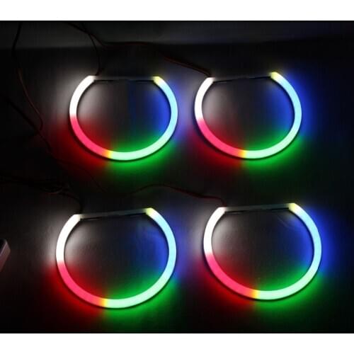 For Dodge challenger 2008-2018 RGBW Angel Eyes Revolving Dynamic Cotton LED Sequential Flowing Bluetooth Wireless Control