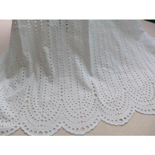 Bilateral Symmetry White 100% Cotton Patchwork Embroidery Lace Fabric SkinFriendly Soft Summer Cloth Eyelet Lace Fabric