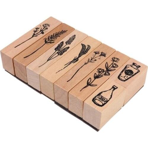 BMBY-8Pcs Wooden Rubber Stamps with Flower Lace for Letters Diary Craft Scrapbooking,DIY Craft and Letters Diary Rubber Stamp