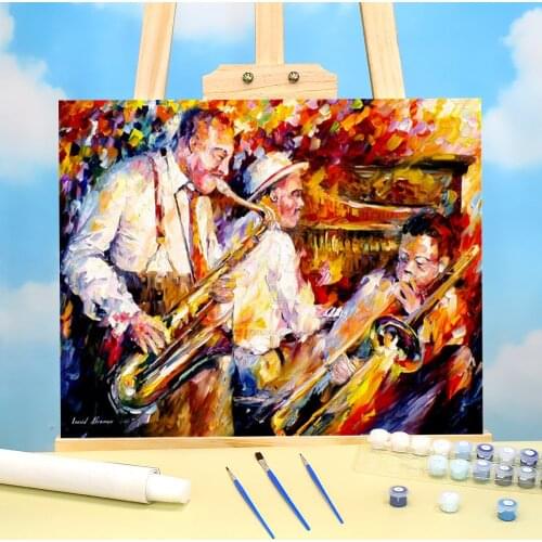 Oil Painting Style Jazz Trio DIY Painting By Numbers Set Oil Paints 40*50 Boards By Numbers Loft Wall Picture Wholesale