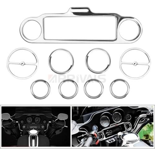 Chrome Stereo Accent Speedometer Speaker Trim Ring set Cover For Harley Touring Electra Street Glide 1996-2013