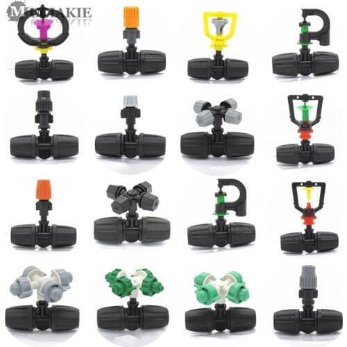 MUCIAKIE 50PCS 16 Types of Misting Nozzle Rotating Sprinklers with Lock 8/11mm Barb Tee for 3/8'' Hose Garden Irrigation Spray