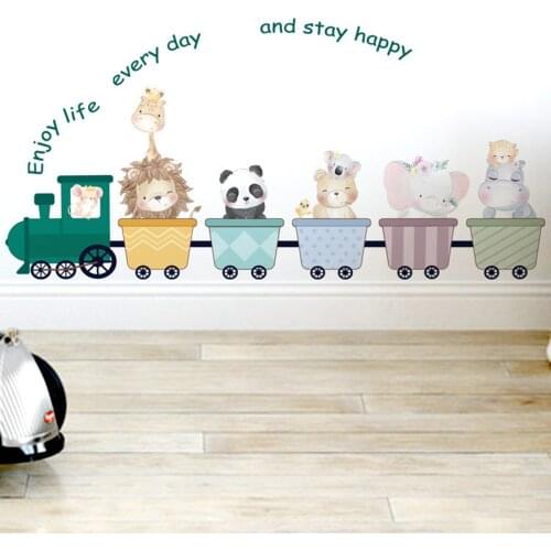 Cartoon Wall Decals Cute Animal Train DIY Vinyl Wall Stickers for Kids Room Bedroom Nursery