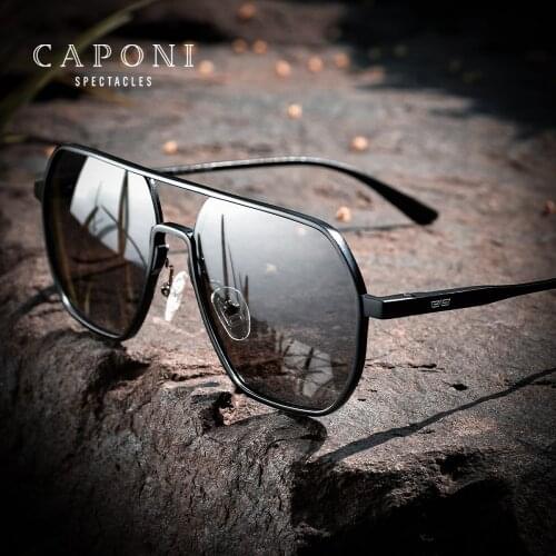 CAPONI Myopia Polarized Sunglasses For Men Classic Square Aluminum Sun Glasses High Quality Prescription Eyewear UV400 JS8692
