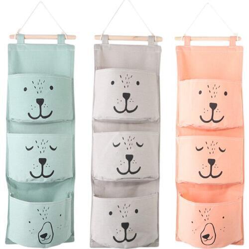 Animal Wall Hanging Storage Bags Organizer Linen Closet Children Room Organizer Pouch for Toys Books Cosmetic Sundries 979838