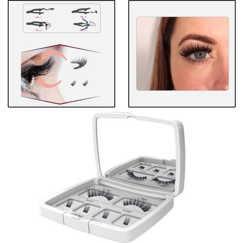Natural Fake Eyelashes Kit False Lashes Pack with Tweezers & Mirror for Women Girls DIY Makeup Tool Soft Travel Party Lashes