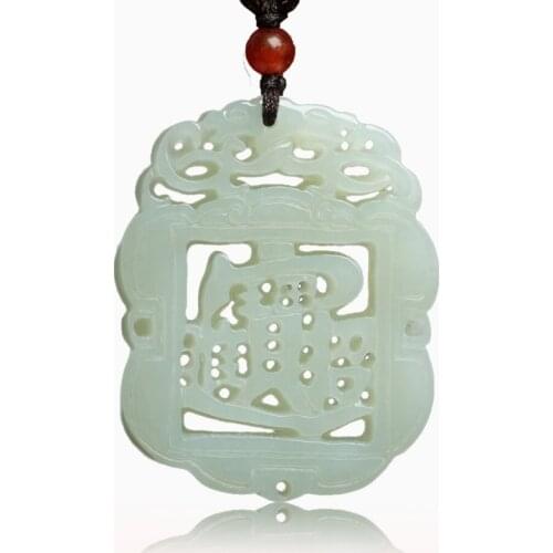 Natural top brand white jade pendant hand-carve lucky jade pendants brand men necklace jadeite jade jewelry jade necklace