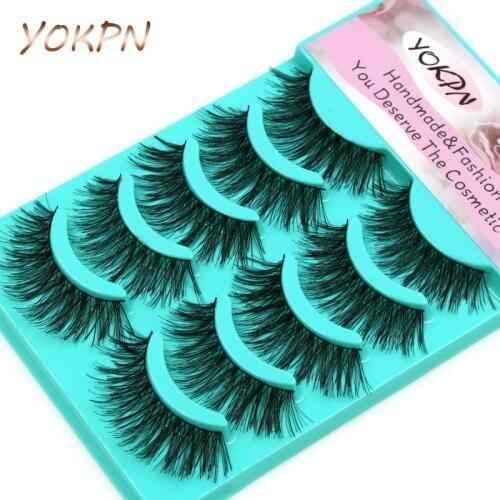 YOKPN New Thick False Eyelashes High Quality Natural False Eyelashes Cross Thick False Eyelashes Tool Makeup