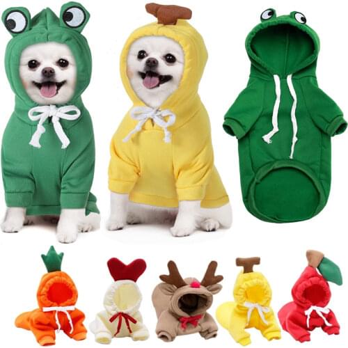 Pet Clothes Dogs Hooded Sweatshirt Fruit Warm Coat Sweater Cold Weather Costume for Puppy Small Medium Large Dog