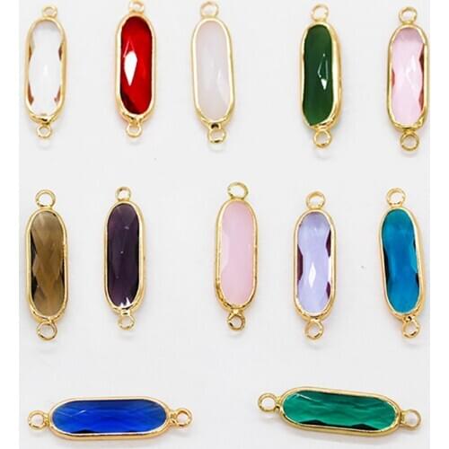 12p7X21mm Oval crystal rhinestone Faceted Framed glass pendant necklace connector earrings findings 2-Loops jewelry Making Beads