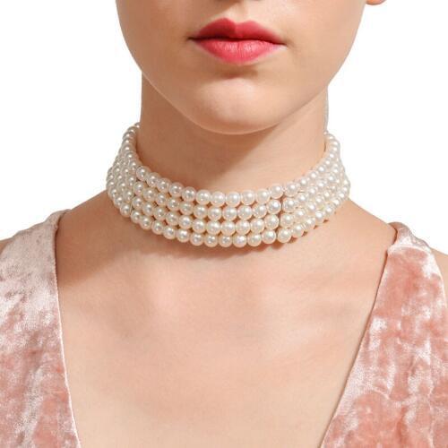 Elegant Exaggerated Multilayer Simulated Pearl Choker Necklace for Women Fashion Wide Neck Chocker Collar Jewelry Gift YN540