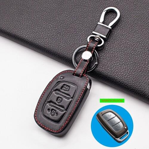 Carrying Wear Resistant Leather car key case cover for Hyundai i10 i20 i30 HB20 IX25 IX35 IX45 3 button smart dust collector
