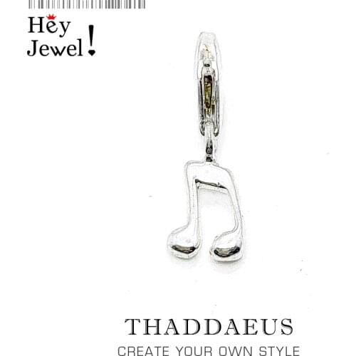 Fashion Musical Notes Pendant 925 Sterling Silver Charm 8th Rock Music Note Symbol Fit Bracelet Necklace Eighth Music Score