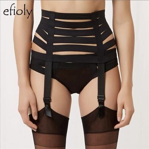 EFIOLY NT19A0219 2019 New British Lyrical Retro Strappy Black Four-jaw Garter Sexy Girdle Bandage-style Hollow Garter