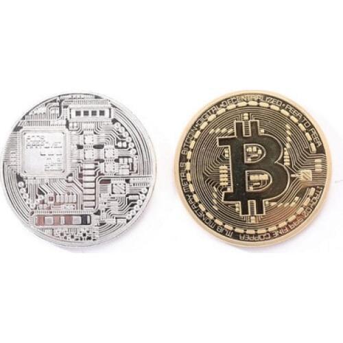 Gold Plated Bitcoin Coin Collectible BTC Coin Art Collection Gift Physical Metal antique imitation home party decoration