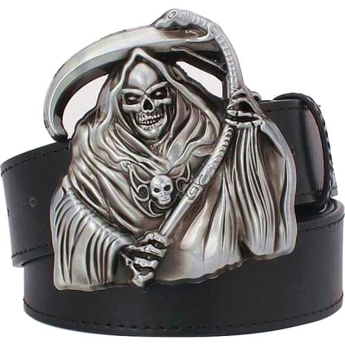 Mens Personality belt grim Reaper decorative belt punk skull style belt anime death style belts cool wizard women waistband