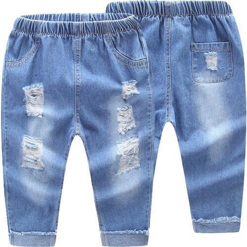Spring Girls Jeans Baby Kids Jeans for Children Boys Girls Hole Denim Pants Toddler Pants Girls Kids Pants for Boy Girl 1-5Y