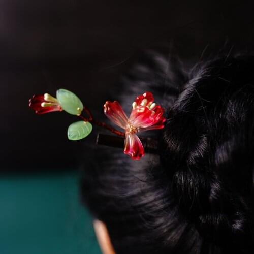 Vintage Wooden Hair Stick Hair Fork Chinese Style Flower Hairpin Classical Elegant Lady Hair Clip Hair Accessories