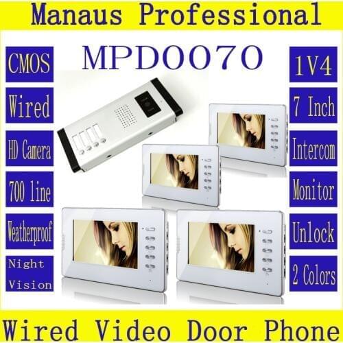 High Quality Professional Smart Home 7 inch Screen Touch Video Intercom Phone,One to Four Video Doorphone Kit Configuration D70b